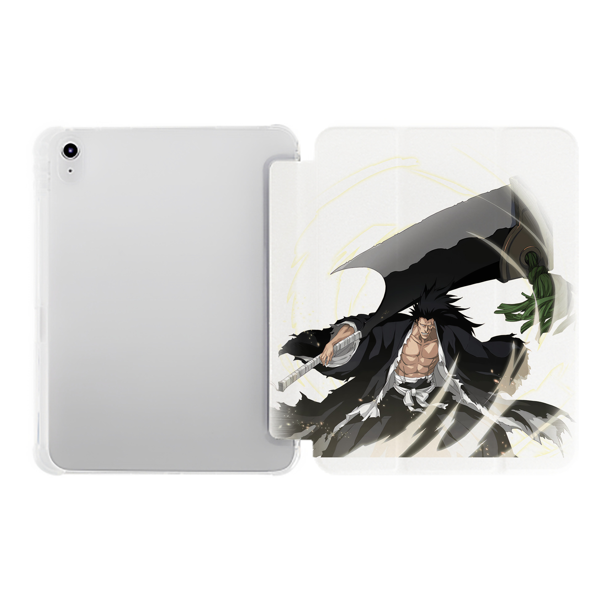 （画像用） ブリーチ ざらき けんぱち BLEACH Zaraki Kenpachi IPad ケース ペン収納付き 三つ折りスタンド PUレザー×シリコン 対応機種9.5/10.5/10.9インチ